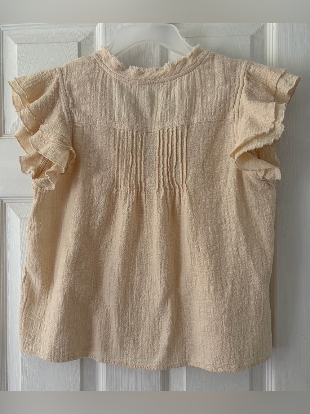 By Together Cream Ruffle V‑Neck Short Sleeve Blouse - Picture 5 of 5